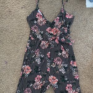 Floral striped romper